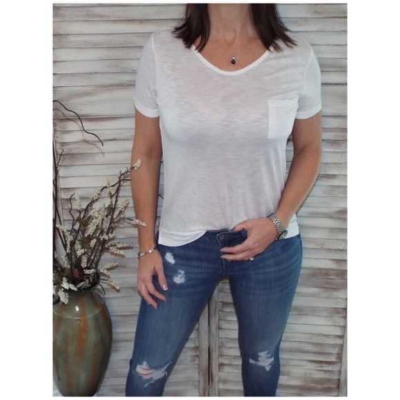 Burnout Melange Tissue Scoop Shirt Tee White 1120 - Picture 5 of 7